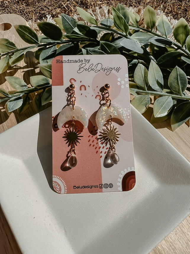 Pre-Order Moon Sun Drop Polymer Clay Earrings