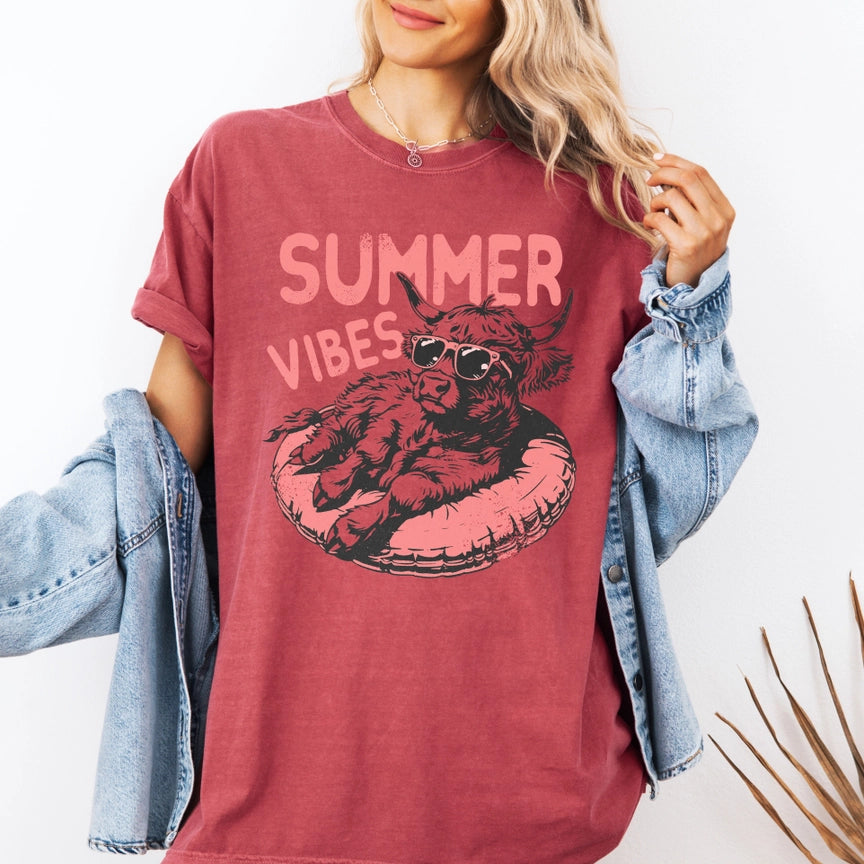 Pre-Order Highland Cow Summer Vibes Graphic Tee