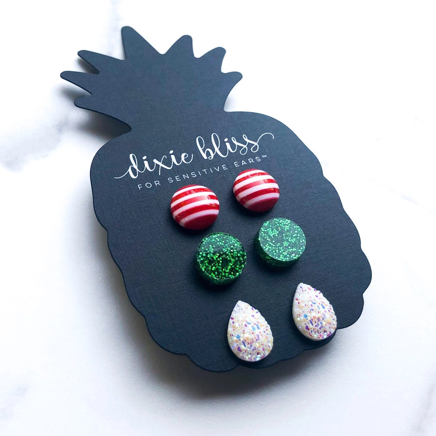 Pre-Order Rosemary Candy Stripe 3 Pack Earrings
