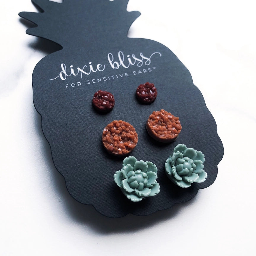 Pre-Order Laura Matte Brick & Gingerbread Earring 3 Pack