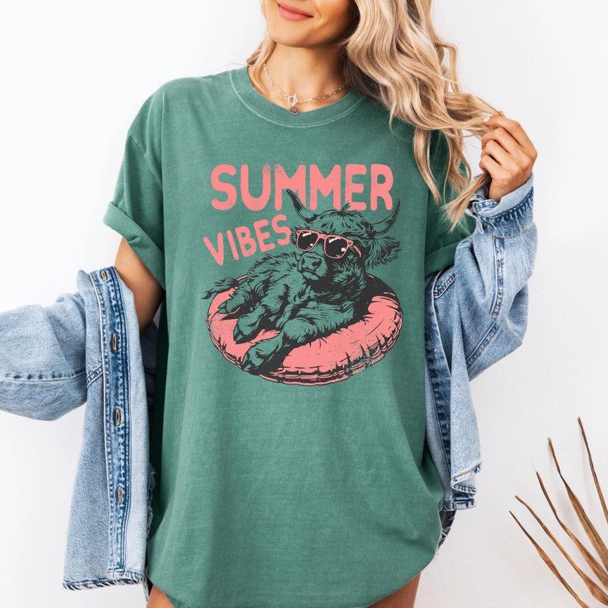Pre-Order Highland Cow Summer Vibes Graphic Tee