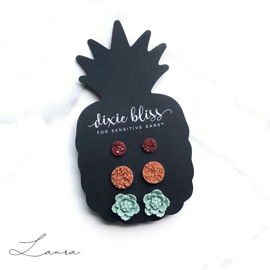 Pre-Order Laura Matte Brick & Gingerbread Earring 3 Pack