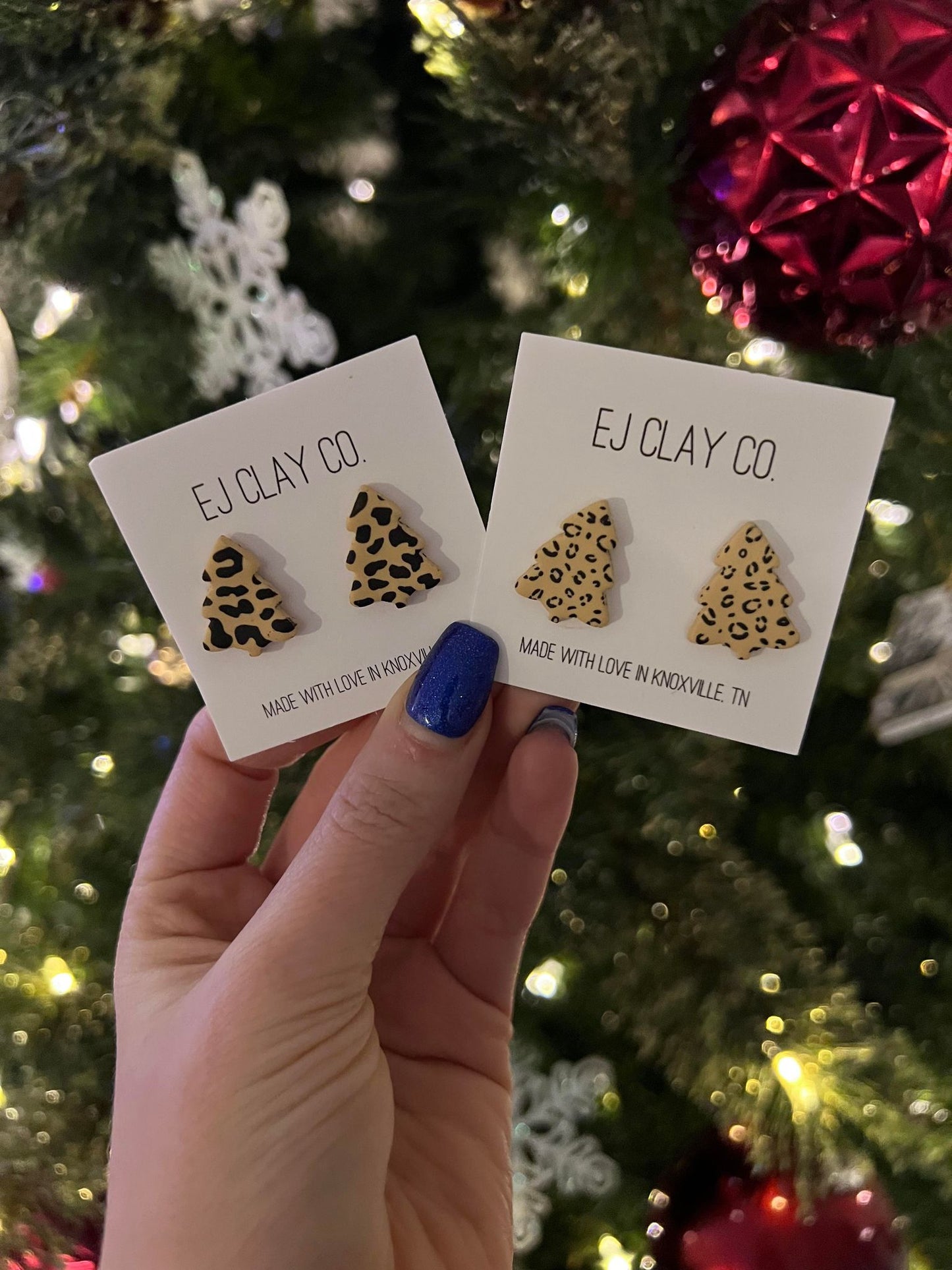 Animal Print Stud Tree Clay Earrings