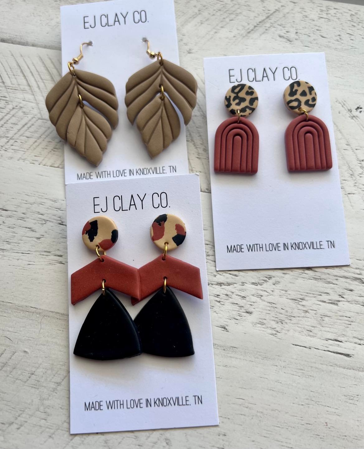 Geometrical Shape Dangle Clay Earrings