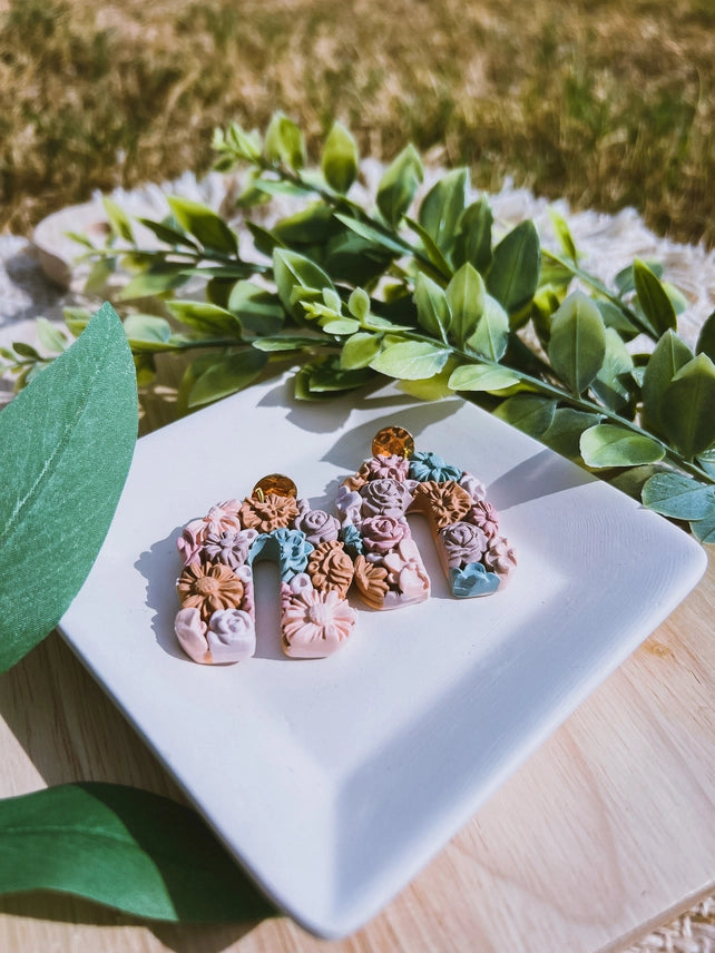 Pre-Order Colorful Floral Arch Polymer Clay Earrings