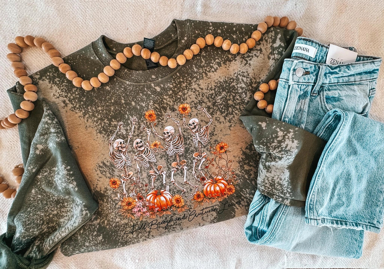 Pre-Order Fall Breeze & Autumn Leaves Bleached Crew Neck