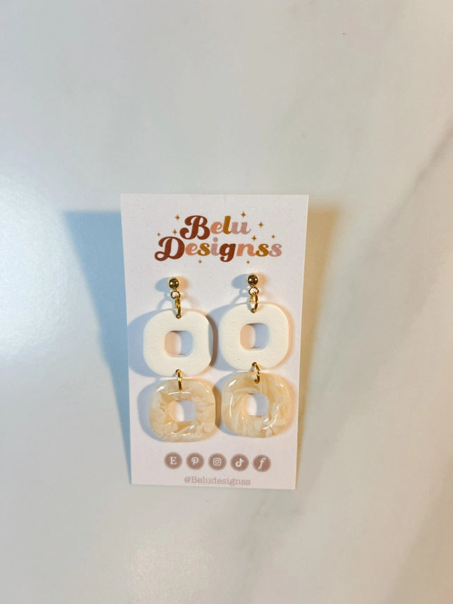 Pre-Order White & Marble Squares Polymer Clay Earrings