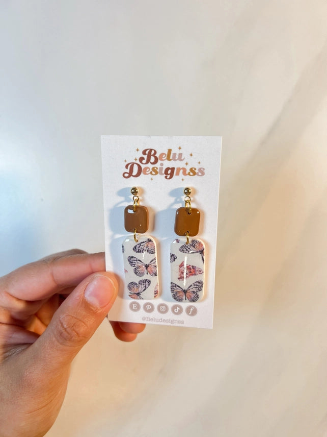 Pre-Order Butterfly Polymer Transfer Clay Earrings