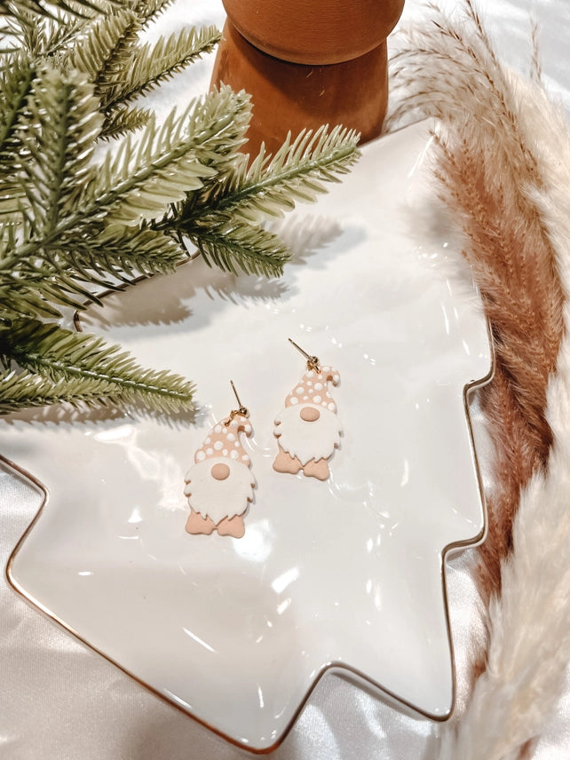 Pre-Order Pink Christmas Gnome Polymer Clay Earrings