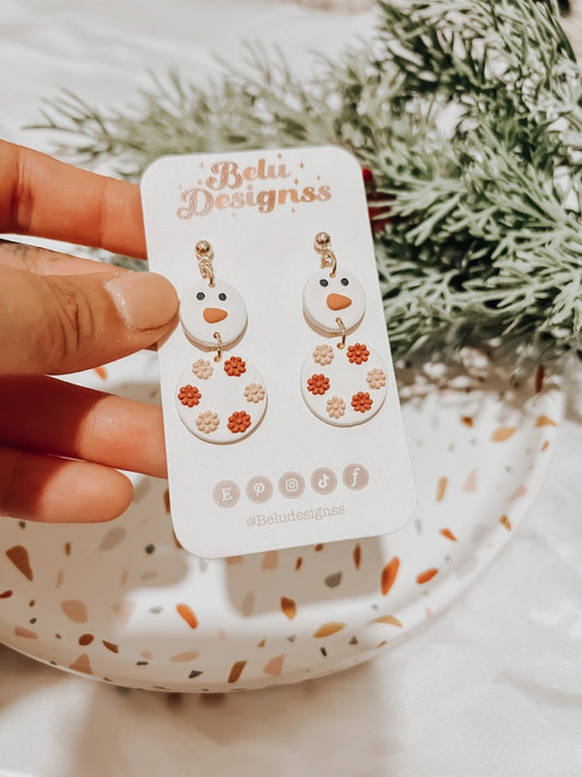 Pre-Order Flower Snowmen Polymer Clay Earrings