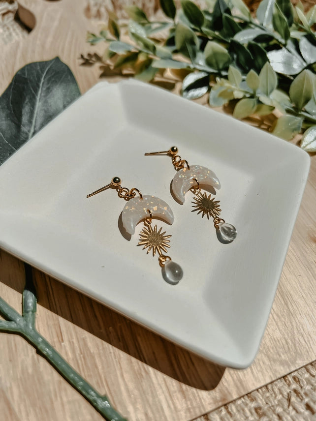 Pre-Order Moon Sun Drop Polymer Clay Earrings