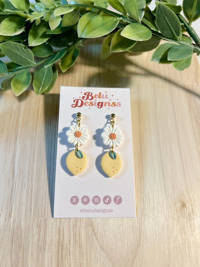 Pre-Order Little Fruits with Flowers Polymer Clay Earrings