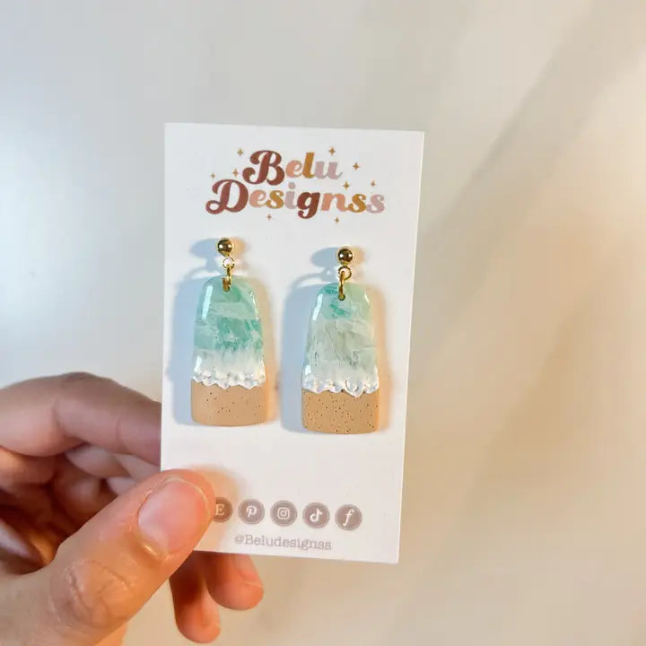 Pre-Order Ocean Waves & Sand Polymer Clay Earring
