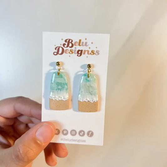 Pre-Order Ocean Waves & Sand Polymer Clay Earring