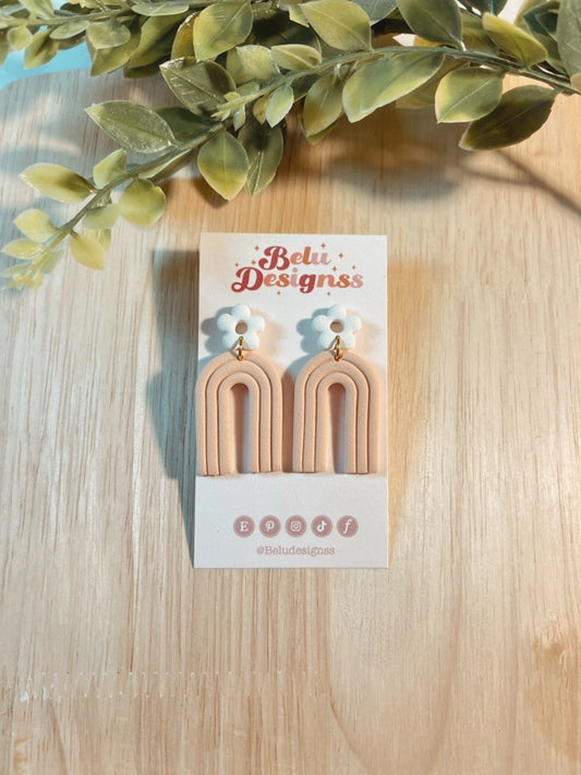Pre-Order Peach Arch Flower Polymer Clay Earrings