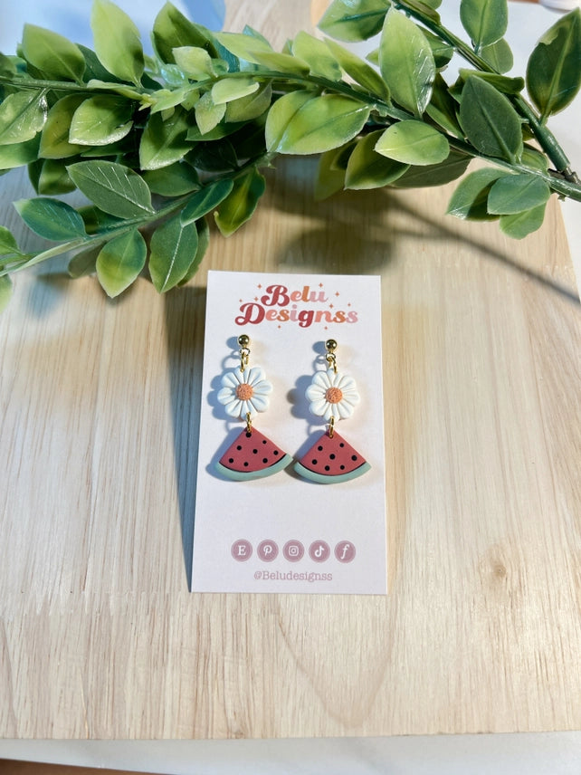 Pre-Order Little Fruits with Flowers Polymer Clay Earrings