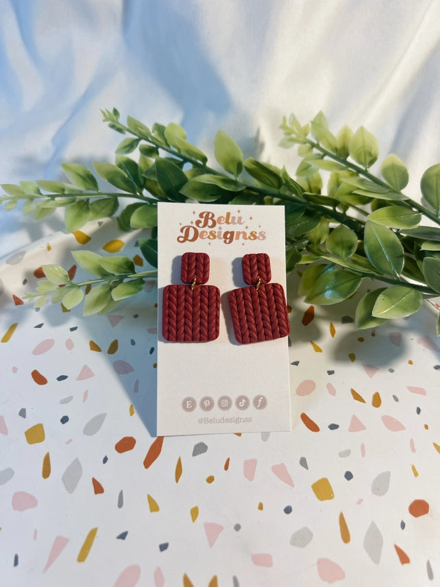 Pre-Order Red Sweater Square Polymer Clay Earrings