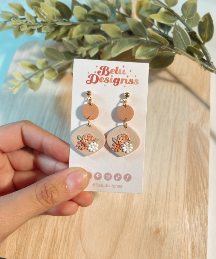 Pre-Order Cute Shapes with Flowers Polymer Clay Earrings