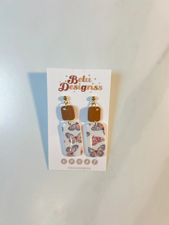 Pre-Order Butterfly Polymer Transfer Clay Earrings