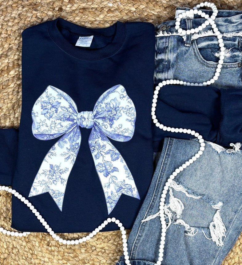 Pre-Order Blue Bow Crew Neck