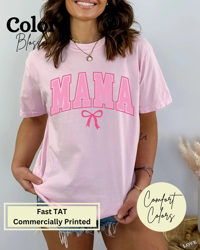 Pre-Order Mama Pink Bow Graphic Tee
