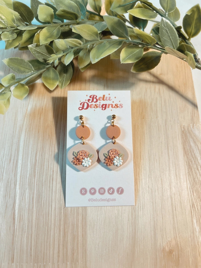 Pre-Order Cute Shapes with Flowers Polymer Clay Earrings