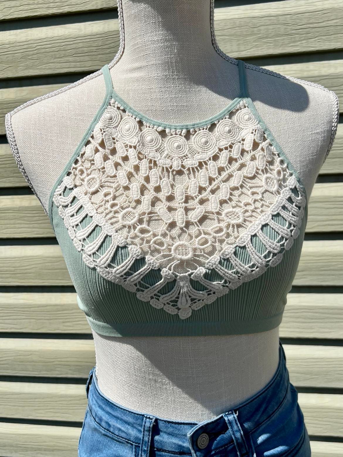 High Neck Crochet Bralette