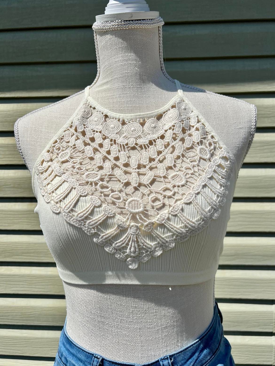 High Neck Crochet Bralette