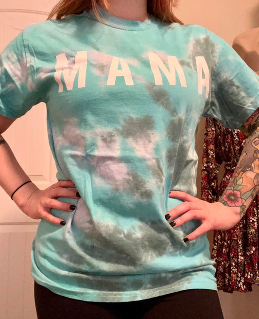 MAMA Blue Crinkle Tie Dye Tee