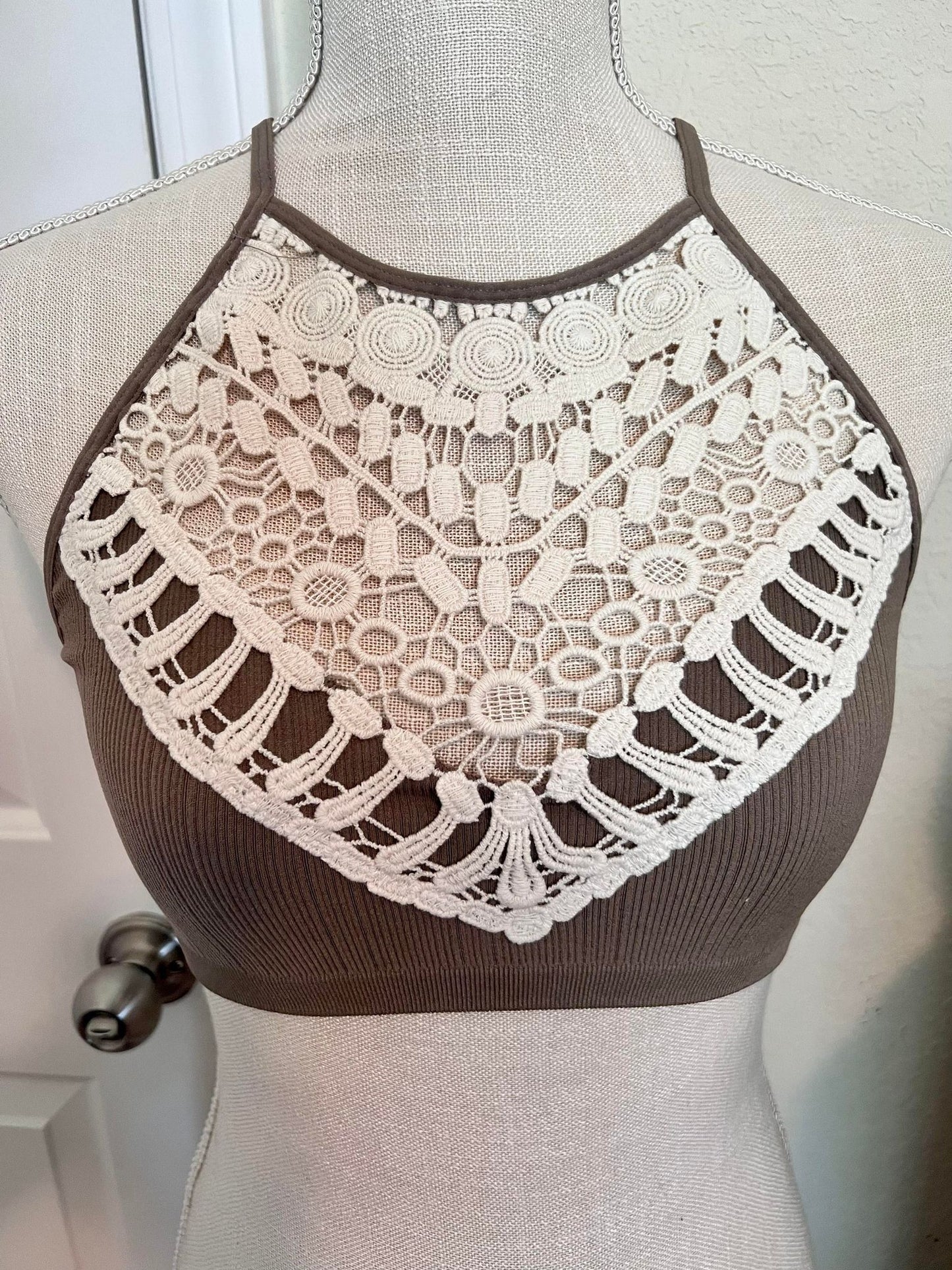 High Neck Crochet Bralette