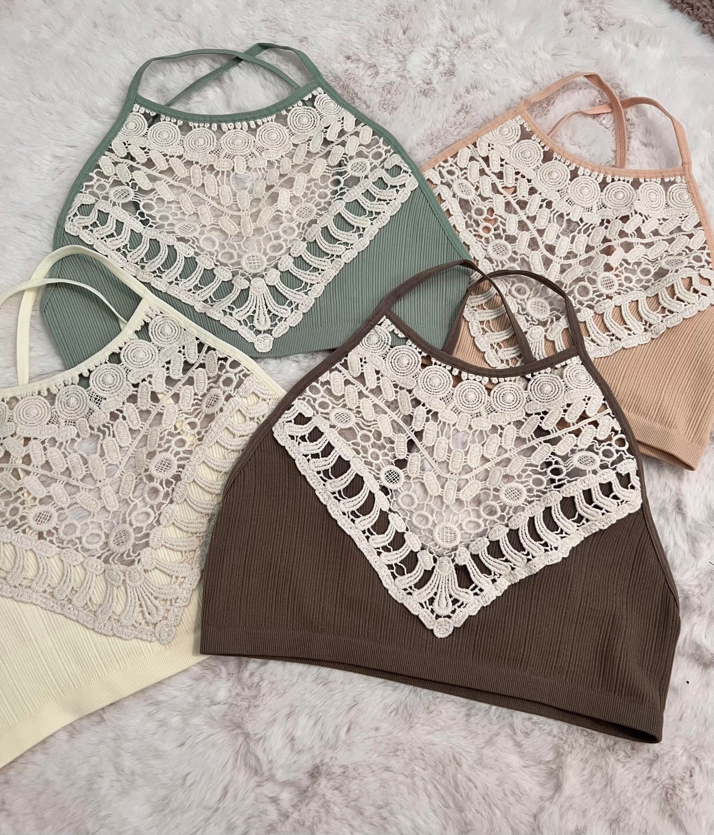 High Neck Crochet Bralette