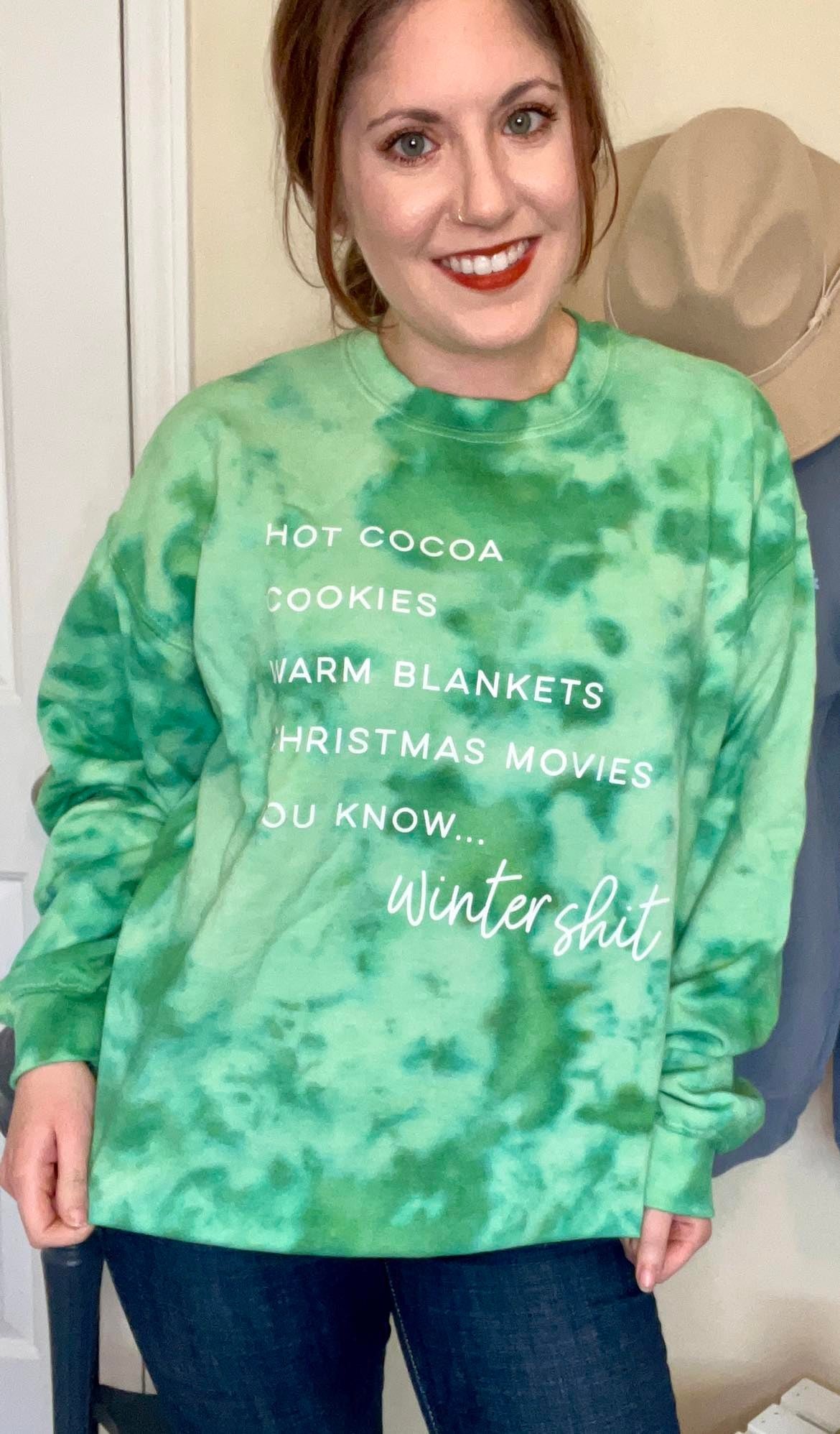 Winter List Green Tie Dye Crew Neck