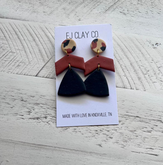 Geometrical Shape Dangle Clay Earrings
